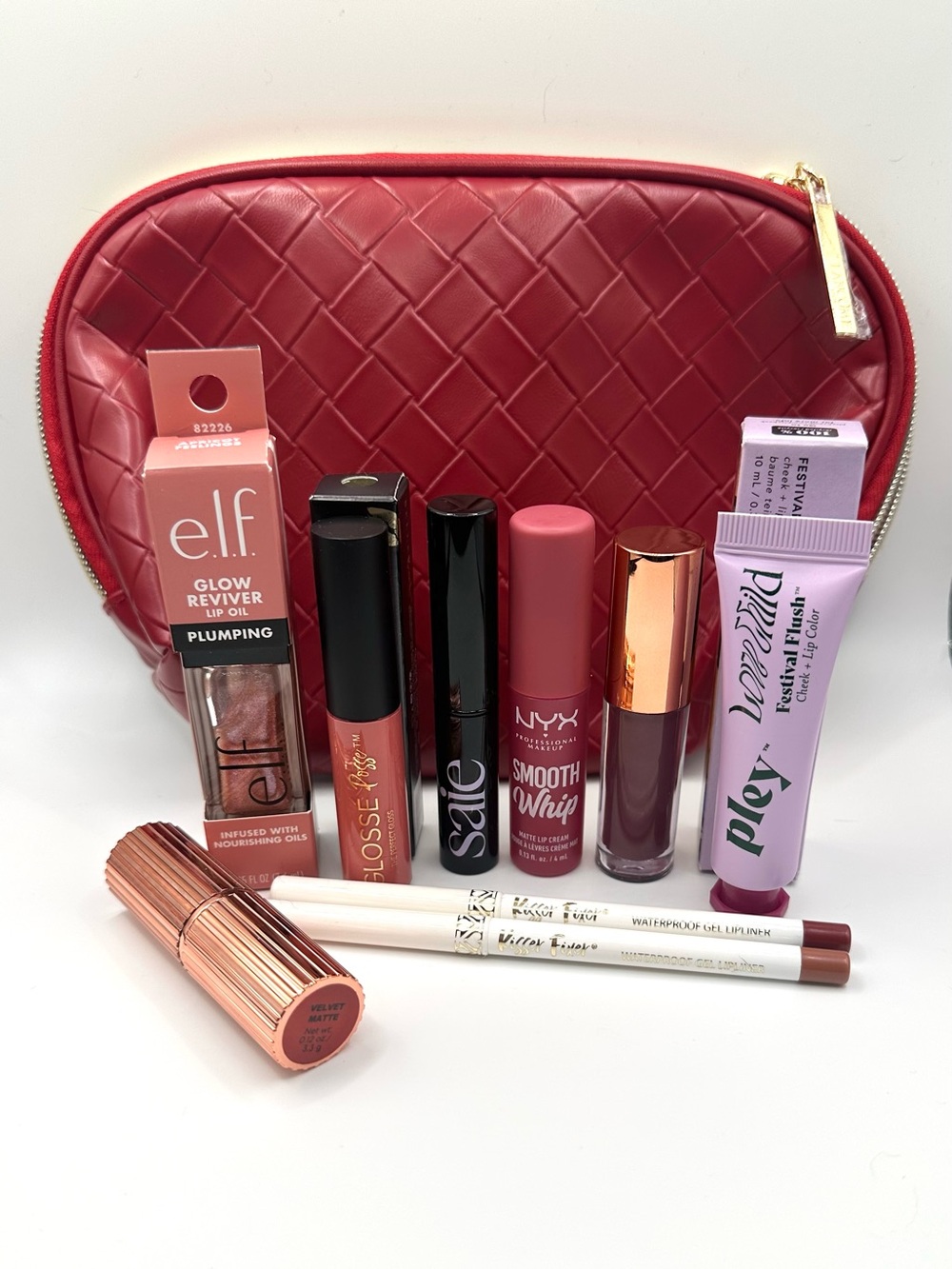 9pc Lip Bundle with Lancôme Makeup Bag New/Unused